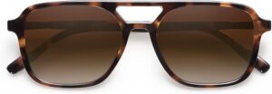 SOJOS Retro Aviator Sunglasses for Women Men,Trendy Rectangle Womens Mens Shades Sun Glasses SJ2202 Brown Tortoise Frame/Brown Grading Lens 54 Millimeters