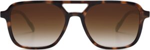 SOJOS Retro Aviator Sunglasses for Women Men,Trendy Rectangle Womens Mens Shades Sun Glasses SJ2202 Brown Tortoise Frame/Brown Grading Lens 54 Millimeters
