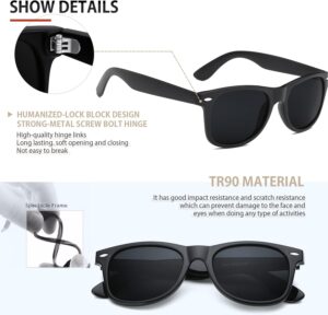 FEIDUSUN Sunglasses Men Polarized Sunglasses for Mens and Womens,Black Retro Sun Glasses Driving Fishing UV Protection A01-matte Black / Black