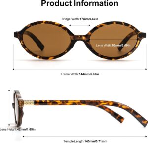 ViewJoy Retro Oval Sunglasses for Women Vintage 90s Y2K Trendy Designer Sun Glasses Black+tortoise 53 Millimeters