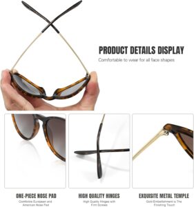 CHBP Polarized Sunglasses for Women Men - Trendy 2026 Vintage Classic Retro Round Mirrored Lens Designer Style 1-a Leopard Frame Brown Lens