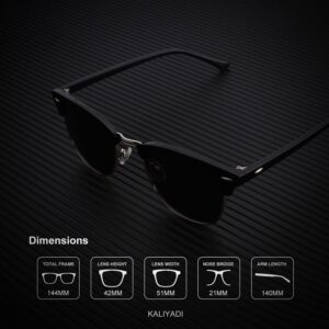 KALIYADI Polarized Sunglasses for Men and Women Semi-Rimless Frame Driving Sun glasses UV Blocking B04-(2 Pack) Matte Black | Black | Silver Rim / Matte Black Multicoloured
