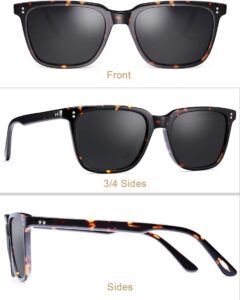 CARFIA Polarized Men's Sunglasses UV400 Protection for Driving Fishing Cool Man Acetate Shades CA5354 1. Tortoise Frame Grey Lens Multicolor