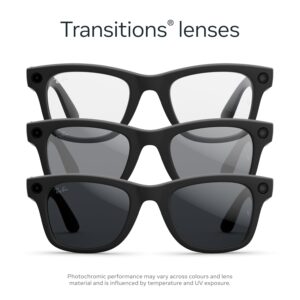 Ray-Ban Meta (Gen 2), Wayfarer, Matte Black | Smart AI Glasses for Men, Women — 2x Battery Life — 3K Ultra HD Resolution — 12 MP Ultra-Wide Camera, Audio, Video — Transitions® Grey Lenses Matte Black, Transitions Grey Lenses Standard