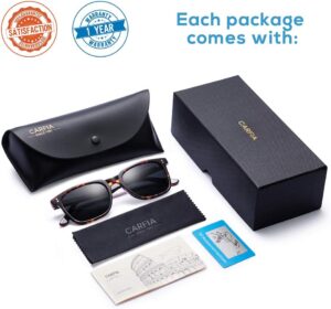 CARFIA Polarized Men's Sunglasses UV400 Protection for Driving Fishing Cool Man Acetate Shades CA5354 1. Tortoise Frame Grey Lens Multicolor