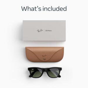 Ray-Ban Meta (Gen 2), Wayfarer, Shiny Black | Smart AI Glasses for Men, Women — 2X Battery Life — 3K HD Resolution — 12 MP Ultra-Wide Camera, Audio, Video — Green Lenses — Wearable Technology Shiny Black, Green Lenses Standard