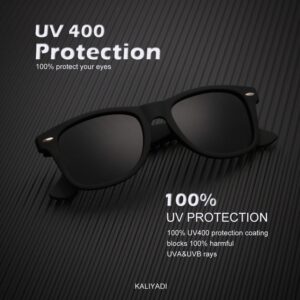 KALIYADI Polarized Sunglasses for Men and Women Semi-Rimless Frame Driving Sun glasses UV Blocking B04-(2 Pack) Matte Black | Black | Silver Rim / Matte Black Multicoloured