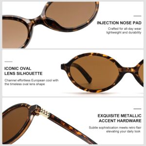 ViewJoy Retro Oval Sunglasses for Women Vintage 90s Y2K Trendy Designer Sun Glasses Black+tortoise 53 Millimeters