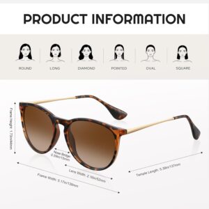 Polarized Sunglasses for Women - Vintage Round Sun Glasses Classic Retro Trendy Style with UV Protection A1-black+leopard Progressive Tea+tiger Spotted Gray
