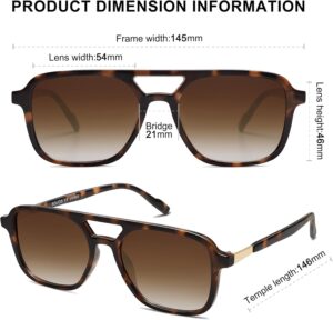SOJOS Retro Aviator Sunglasses for Women Men,Trendy Rectangle Womens Mens Shades Sun Glasses SJ2202 Brown Tortoise Frame/Brown Grading Lens 54 Millimeters
