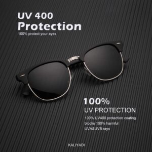KALIYADI Polarized Sunglasses for Men and Women Semi-Rimless Frame Driving Sun glasses UV Blocking B04-(2 Pack) Matte Black | Black | Silver Rim / Matte Black Multicoloured