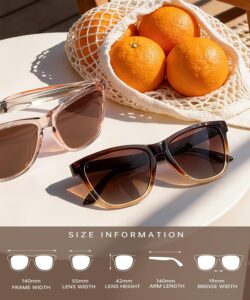 KALIYADI Womens-Sunglasses Polarized Sunglasses-Womens Trendy: Retro Sun Glasses with UV Protection for Travel Driving A02-black/Gradient Brown/Pink Multicolor