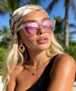 KALIYADI Womens-Sunglasses Polarized Sunglasses-Womens Trendy: Retro Sun Glasses with UV Protection for Travel Driving A02-black/Gradient Brown/Pink Multicolor
